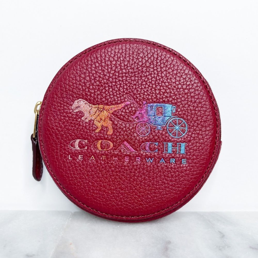 Coach Burgundy Leather Coin Pouch
